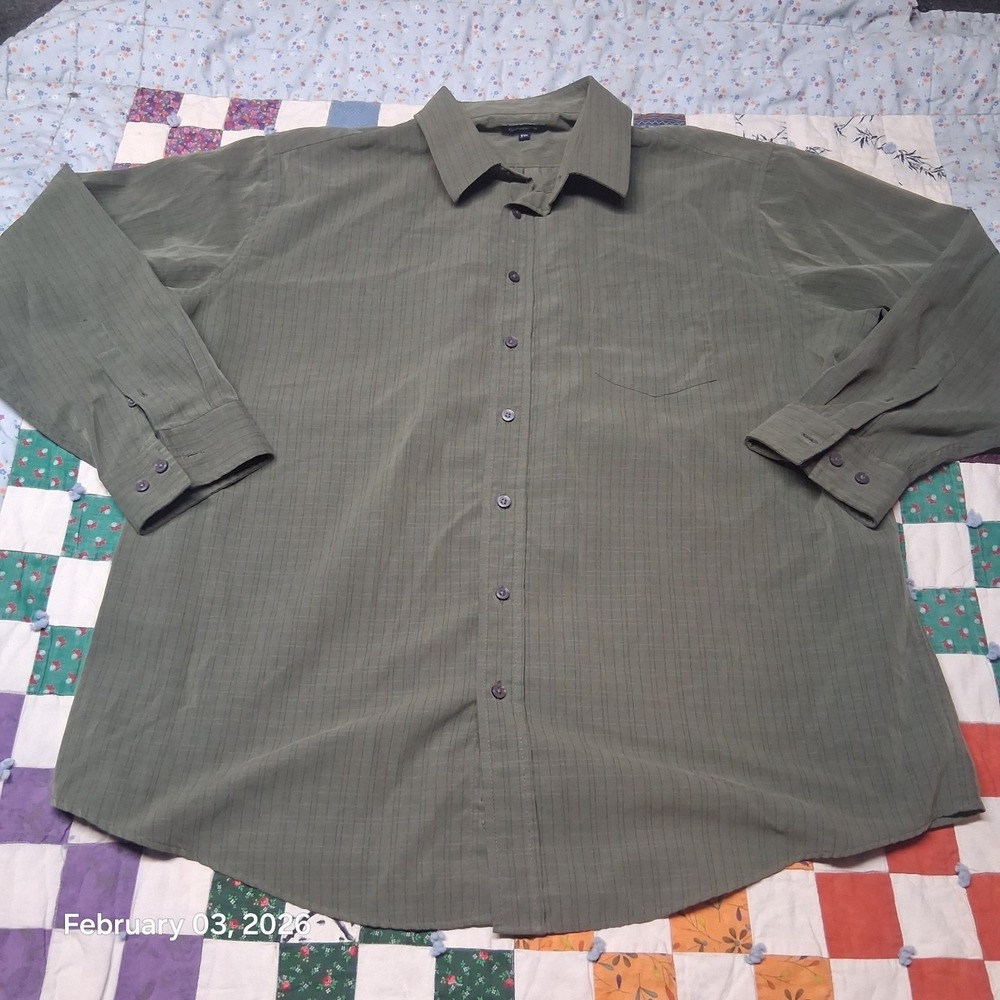 Croft & Barrow Super Soft Button‎ Down Shirt Size 2XL Green Long Sleeve